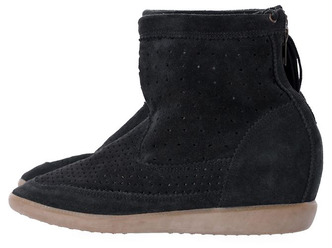 Botines de cuña con borlas Basley de Isabel Marant en ante negro - vista 8