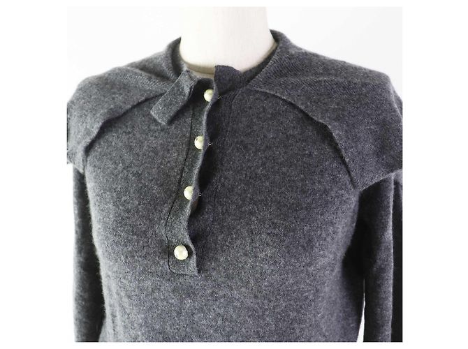 Dior Cachemira Tejido Logo CD Botón de Perla Gris - vista 2