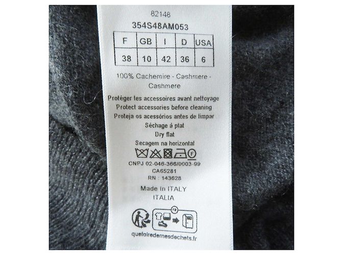 Dior Cachemira Tejido Logo CD Botón de Perla Gris - vista 7