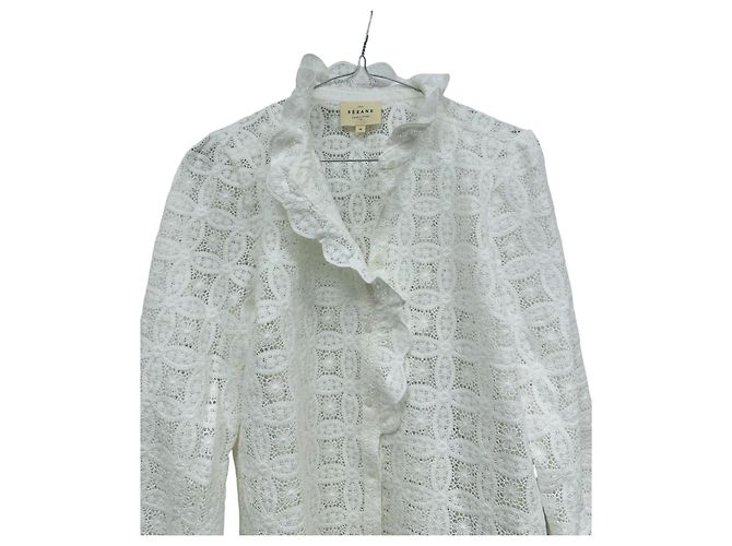 SéZane Camicia Chloe Bianca in Guipure Bianco - vista 2