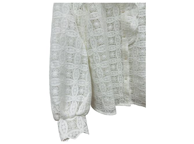 SéZane Camicia Chloe Bianca in Guipure Bianco - vista 3