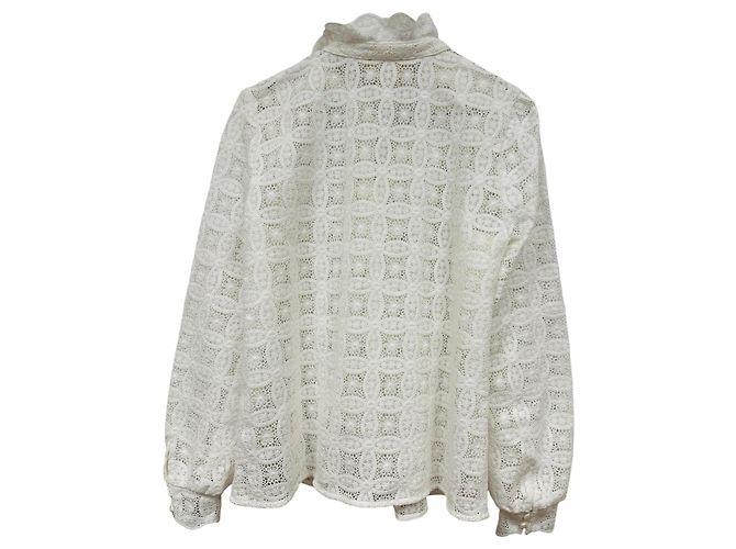 SéZane Camicia Chloe Bianca in Guipure Bianco - vista 4