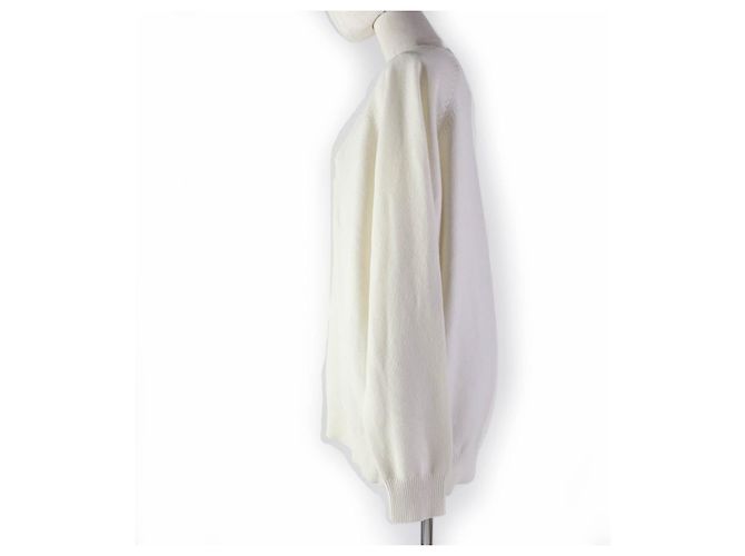 Suéter de cashmere Givenchy logo 4G marfim M Cru - vista 2
