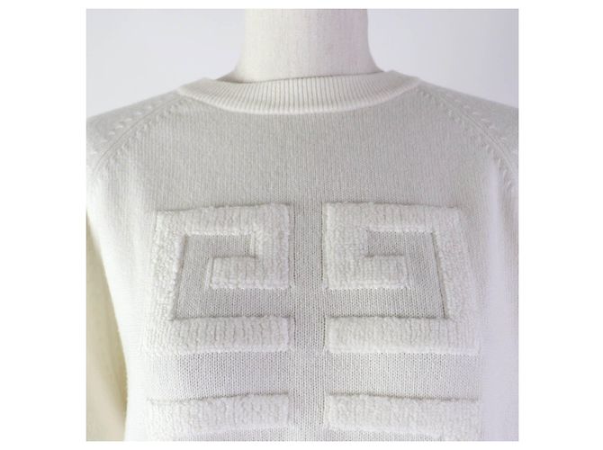 Suéter de cashmere Givenchy logo 4G marfim M Cru - vista 4