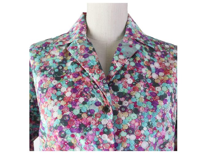 Autre Marque DRIES VAN NOTEN Bluse mit offenem Kragen und Perlenmuster Mehrfarben - Ansicht 4