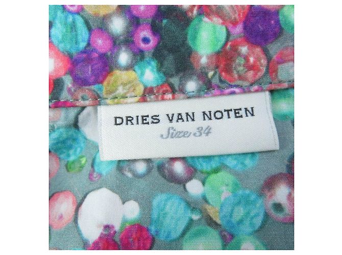 Autre Marque DRIES VAN NOTEN Bluse mit offenem Kragen und Perlenmuster Mehrfarben - Ansicht 6