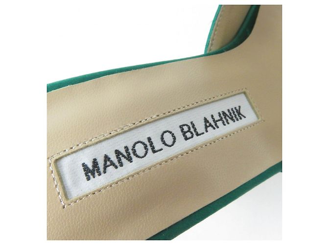 Mules de satén Hangisi de Manolo Blahnik en verde - vista 10