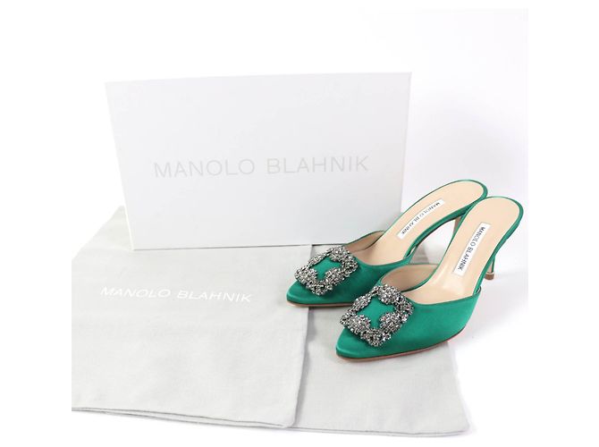 Mules de satén Hangisi de Manolo Blahnik en verde - vista 2