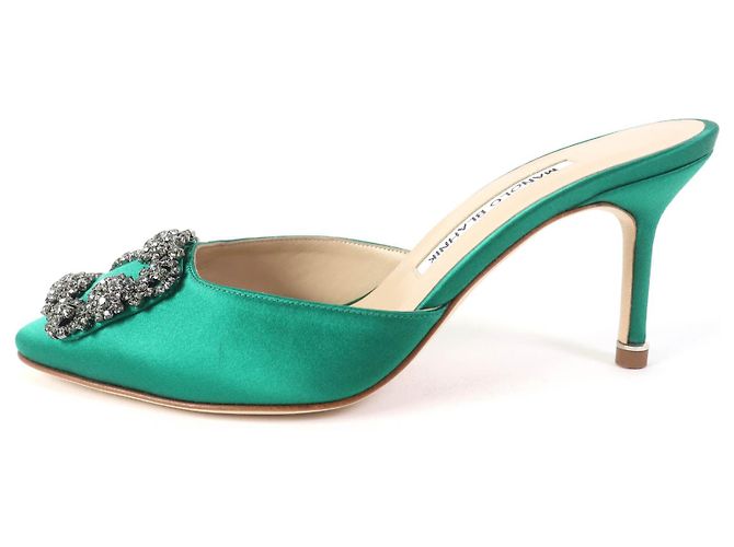 Mules de satén Hangisi de Manolo Blahnik en verde - vista 5