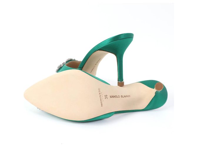Mules de satén Hangisi de Manolo Blahnik en verde - vista 7