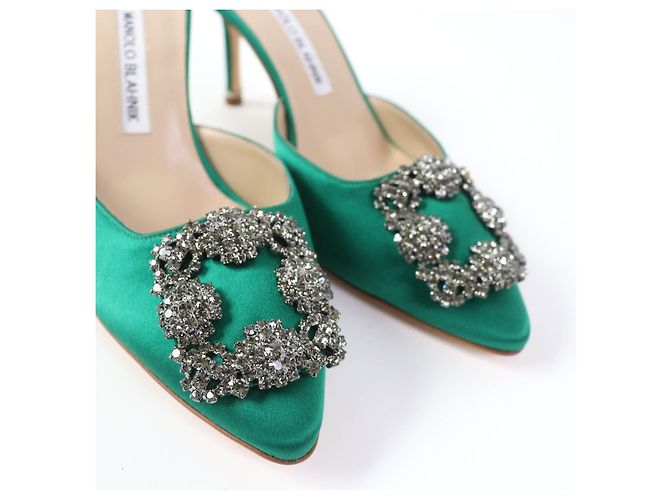 Mules de satén Hangisi de Manolo Blahnik en verde - vista 8