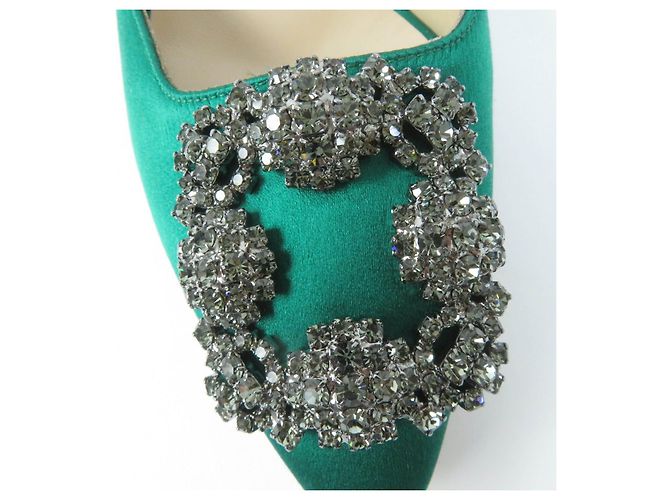 Mules de satén Hangisi de Manolo Blahnik en verde - vista 9