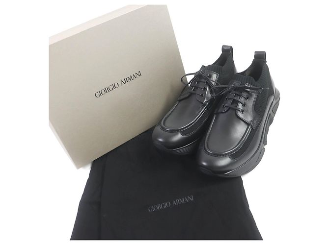 Sneakers in pelle lavorata a maglia con lacci Giorgio Armani - vista 2