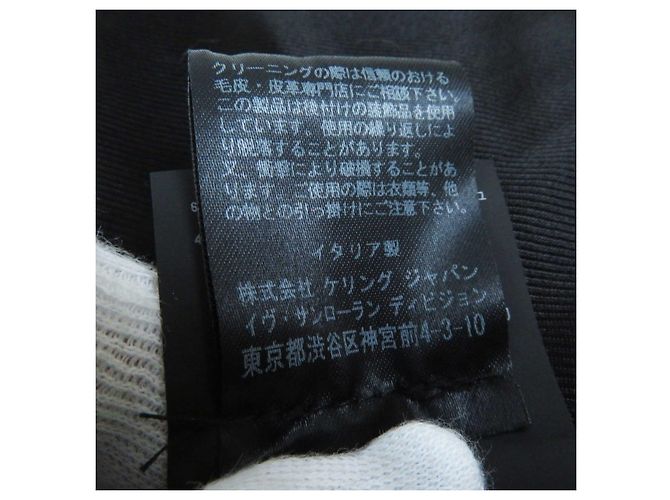 Yves Saint Laurent Saint Laurent Lederjacke, Mehrpin-Abzeichen, schwarz - Ansicht 12