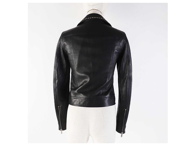 Yves Saint Laurent Saint Laurent Lederjacke, Mehrpin-Abzeichen, schwarz - Ansicht 4