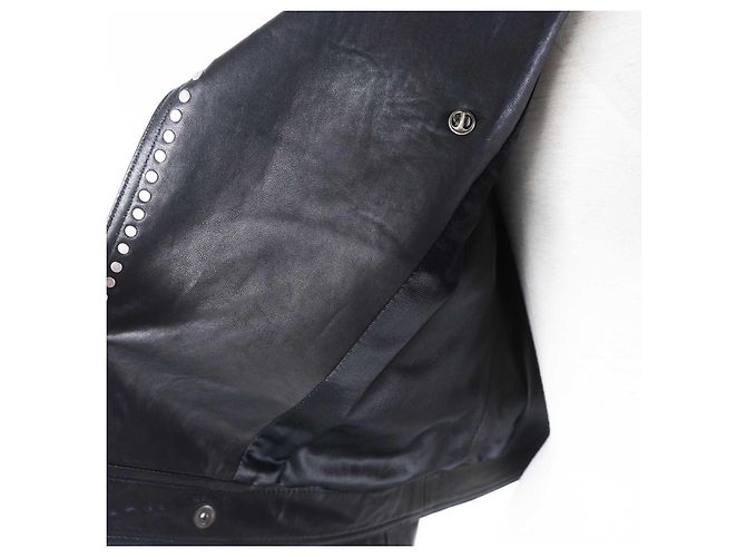 Yves Saint Laurent Saint Laurent Lederjacke, Mehrpin-Abzeichen, schwarz - Ansicht 5