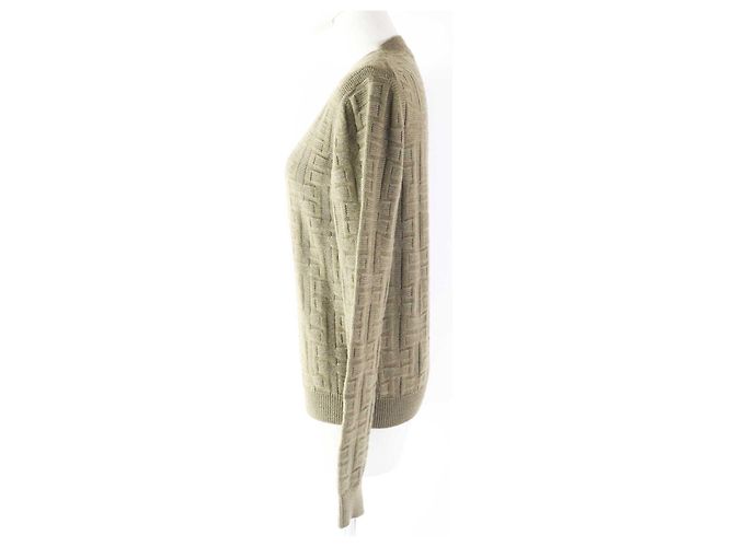 Hermès Ropa de loungewear de lana Hermes Voyage H en relieve gris Caqui - vista 3