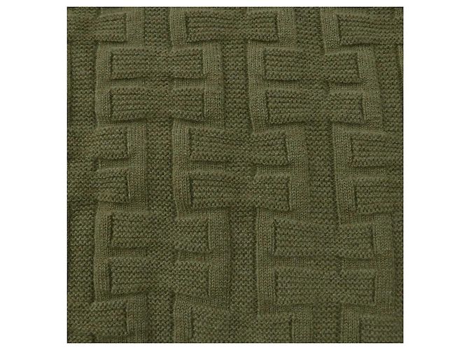 Hermès Ropa de loungewear de lana Hermes Voyage H en relieve gris Caqui - vista 5