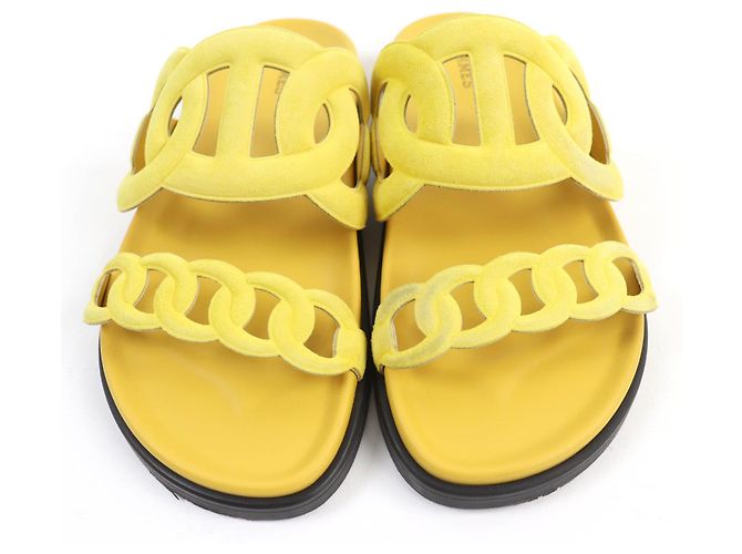 Hermès HERMES Sandali in Suede Chaine d'Ancre Giallo 38 - vista 4