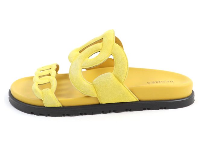 Hermès HERMES Sandali in Suede Chaine d'Ancre Giallo 38 - vista 5