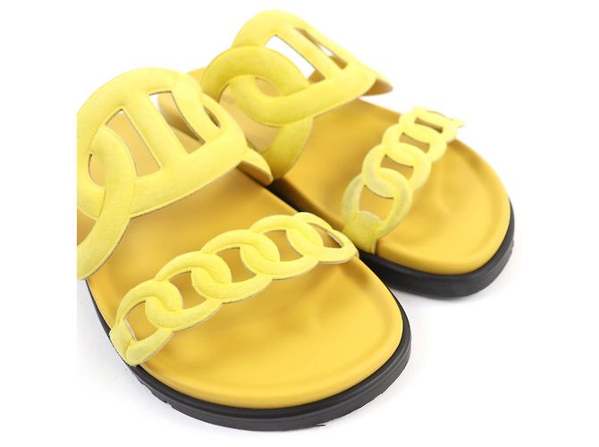 Hermès HERMES Sandali in Suede Chaine d'Ancre Giallo 38 - vista 8