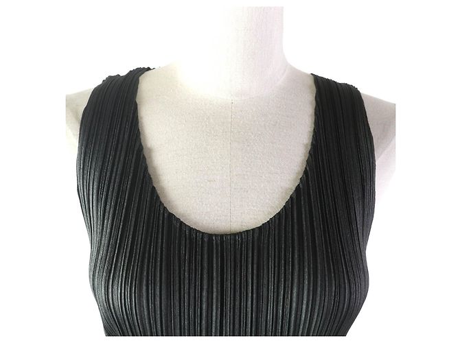 Autre Marque Top sin mangas U-neck PLEATS PLEASE gris oscuro - vista 4