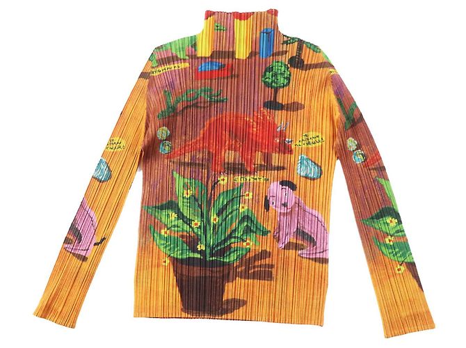 Autre Marque Issey Miyake Polyester Dinosaur Hochkragenoberteil Mehrfarben - Ansicht 2