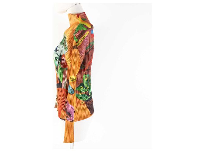 Autre Marque Issey Miyake Polyester Dinosaur Hochkragenoberteil Mehrfarben - Ansicht 5