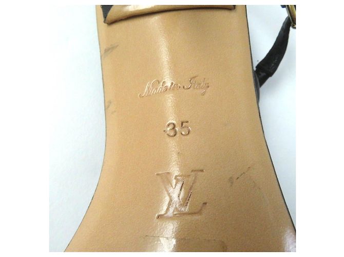 Sandali in pelle neri con logo iconico Louis Vuitton Nero - vista 10