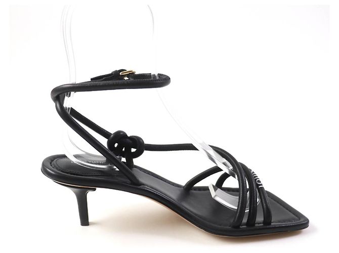 Sandali in pelle neri con logo iconico Louis Vuitton Nero - vista 5
