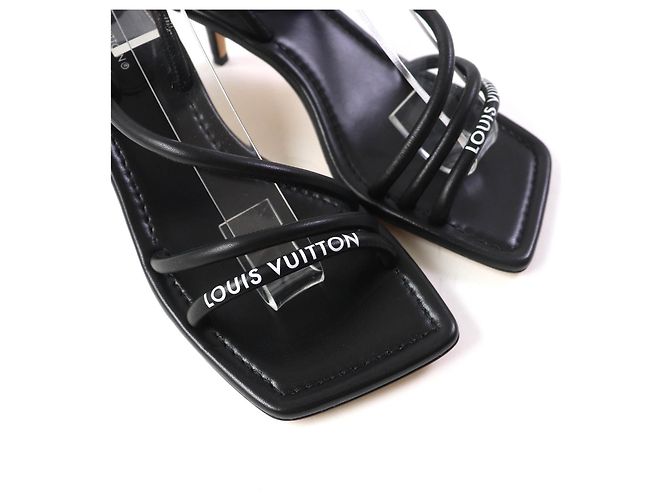 Sandali in pelle neri con logo iconico Louis Vuitton Nero - vista 7