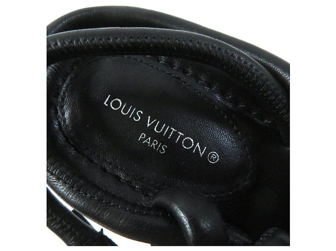 Sandali in pelle neri con logo iconico Louis Vuitton Nero - vista 9