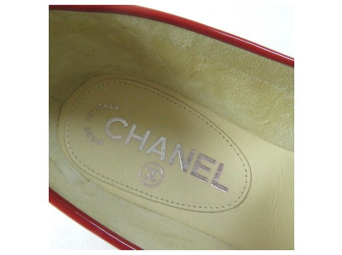 Chanel Lackleder Slipper Rot Silber 35 1/2C - Ansicht 10