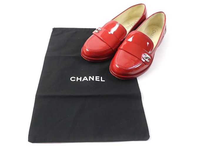 Chanel Lackleder Slipper Rot Silber 35 1/2C - Ansicht 2