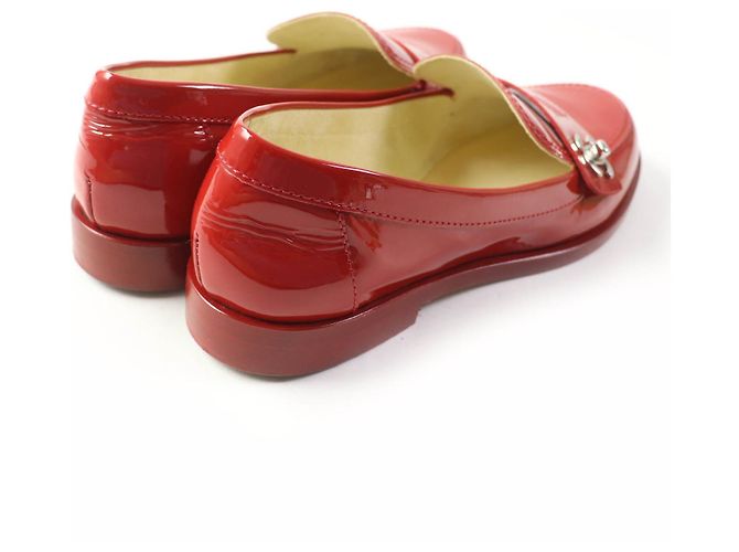 Chanel Lackleder Slipper Rot Silber 35 1/2C - Ansicht 3