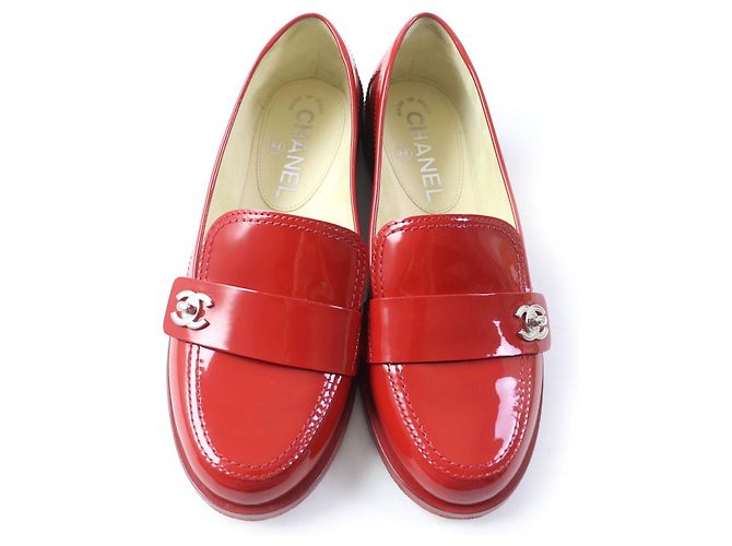 Chanel Lackleder Slipper Rot Silber 35 1/2C - Ansicht 4