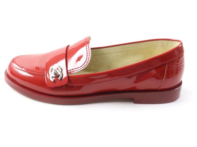 Chanel Lackleder Slipper Rot Silber 35 1/2C - Ansicht 5