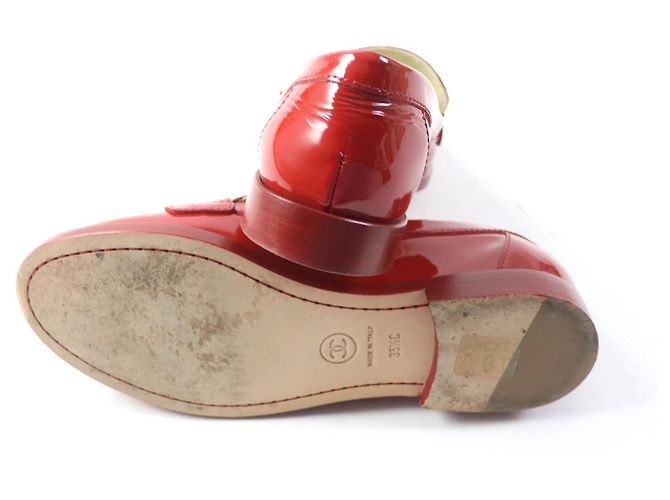 Chanel Lackleder Slipper Rot Silber 35 1/2C - Ansicht 7