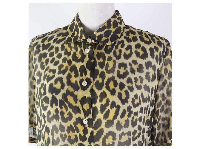 Camicia in seta Dior con ricamo di ape e stampa leopardata - vista 2