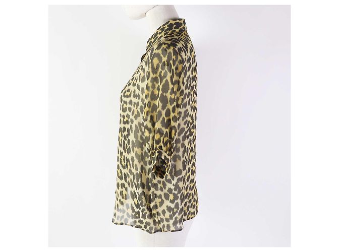 Camicia in seta Dior con ricamo di ape e stampa leopardata - vista 3