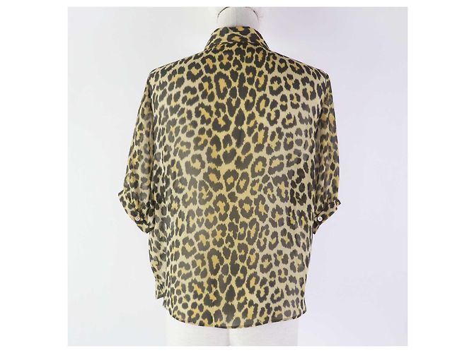 Camicia in seta Dior con ricamo di ape e stampa leopardata - vista 4