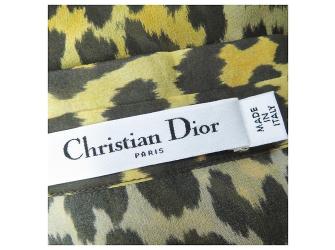 Camicia in seta Dior con ricamo di ape e stampa leopardata - vista 7