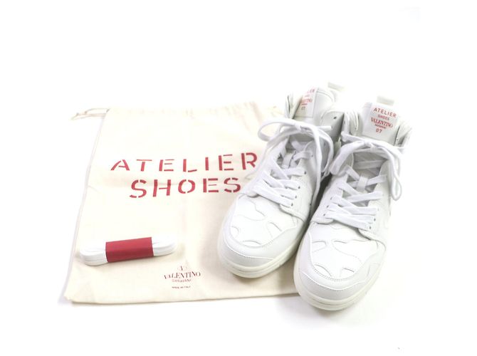 Sneakers in pelle Valentino alte bianche e rosse - vista 2
