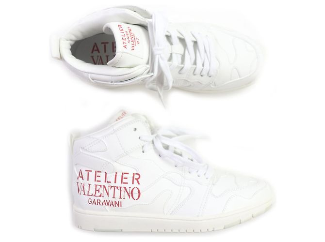 Sneakers in pelle Valentino alte bianche e rosse - vista 6