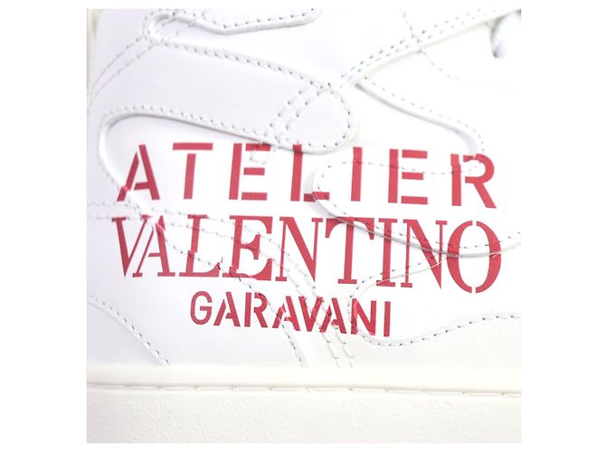 Sneakers in pelle Valentino alte bianche e rosse - vista 7