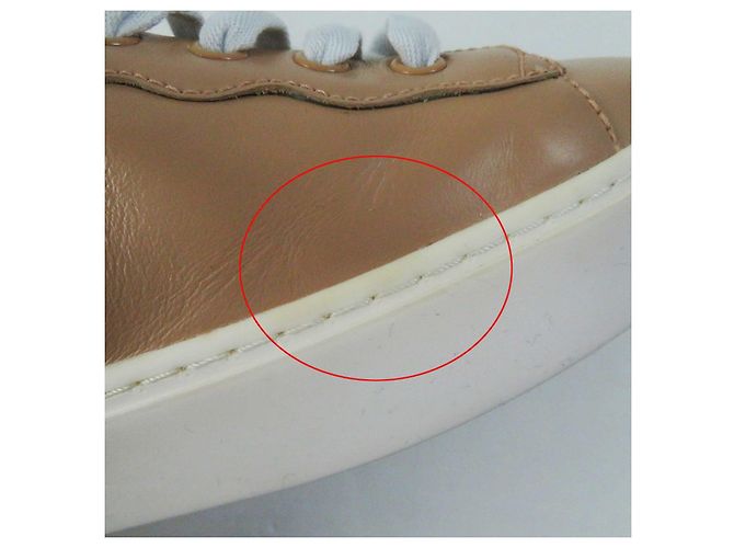 Chloé Sneakers in pelle beige Chloe ESSIE Logo 38 - vista 12