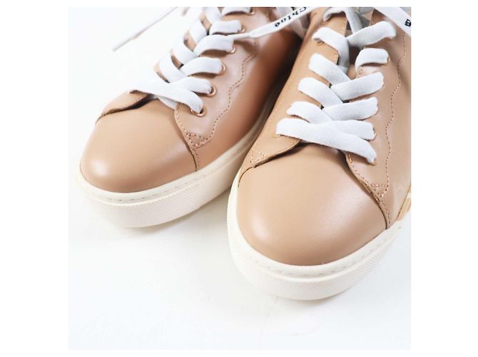 Chloé Sneakers in pelle beige Chloe ESSIE Logo 38 - vista 6