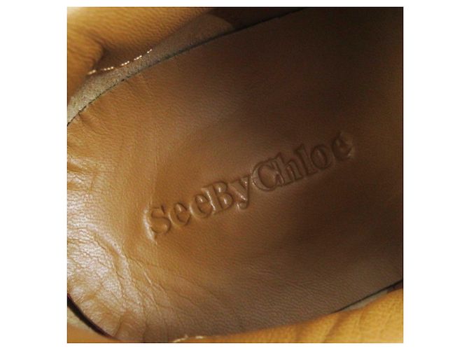 Chloé Sneakers in pelle beige Chloe ESSIE Logo 38 - vista 9