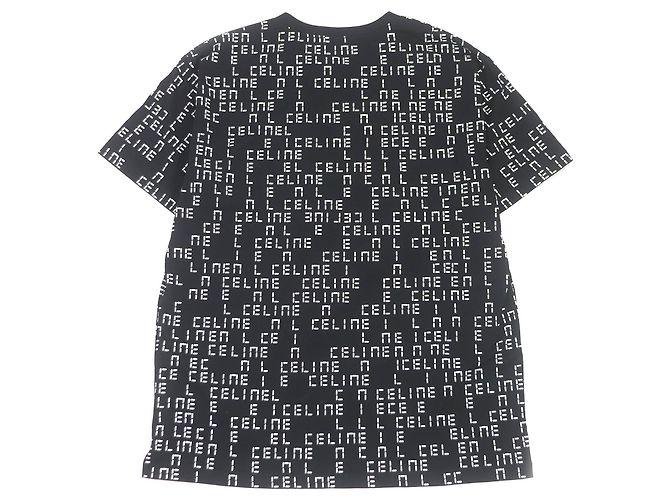 Céline Camiseta de cuello redondo con estampado de logo Celine en algodón - vista 3