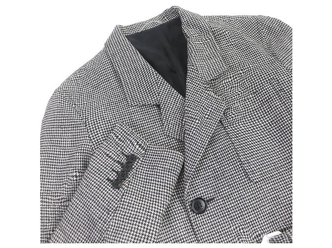 Dior Wool Houndstooth Chesterfield Coat 44 Black - view 2